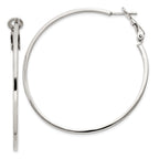 Sterling Silver RH-plated 1.5x50mm Omega Back Round Hoop Earrings