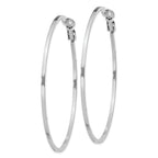 Sterling Silver RH-plated 1.5x60mm Omega Back Round Hoop Earrings