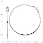Sterling Silver RH-plated 1.5x60mm Omega Back Round Hoop Earrings