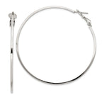 Sterling Silver RH-plated 1.5x60mm Omega Back Round Hoop Earrings
