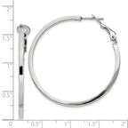 Sterling Silver RH-plated 2x40mm Omega Back Round Hoop Earrings