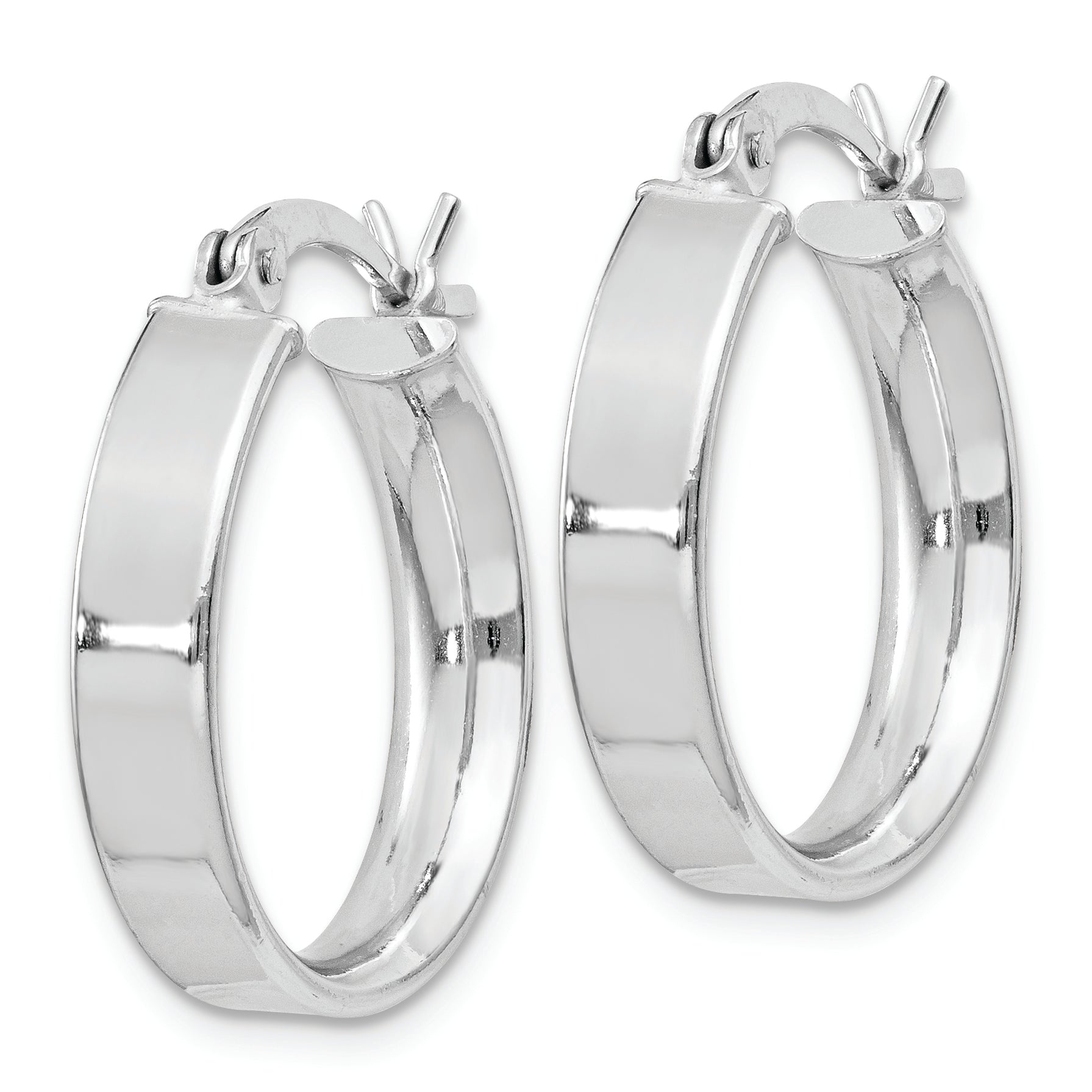 Sterling Silver Rhodium Plated 4.25x20 Hoop Earrings Secondary image