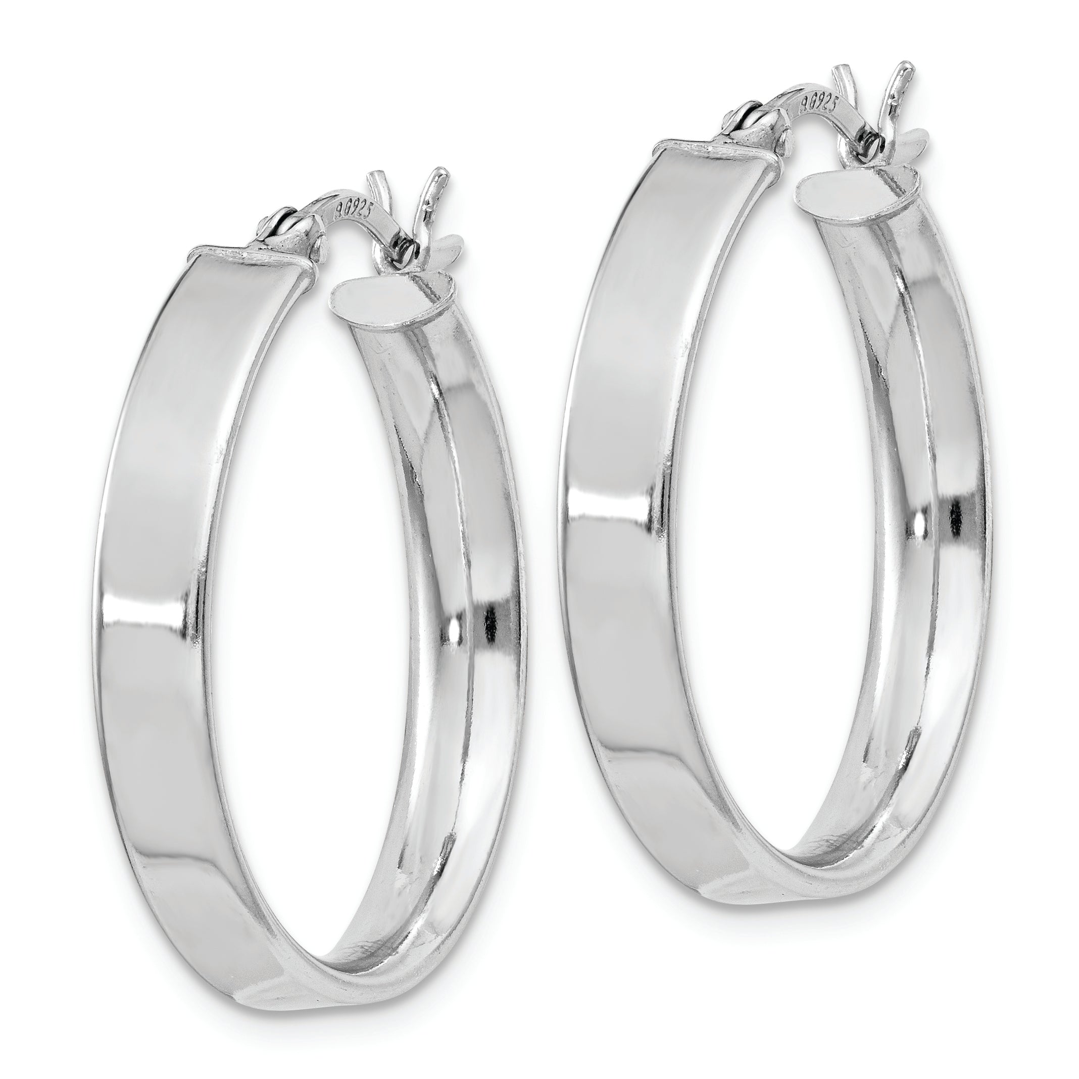 Sterling Silver Rhodium Plated 4.25x25Hoop Earrings Secondary image