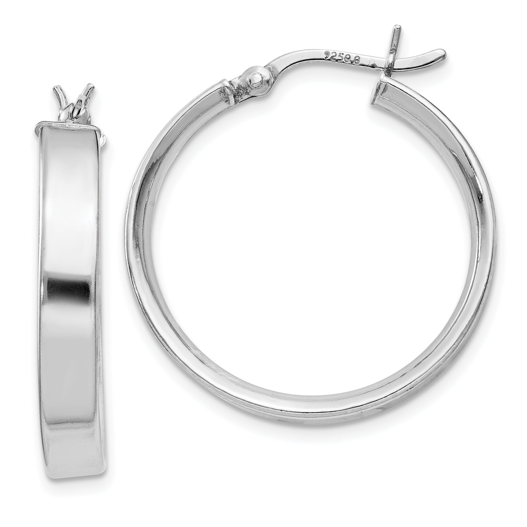 Sterling Silver Rhodium Plated 4.25x25Hoop Earrings Main image