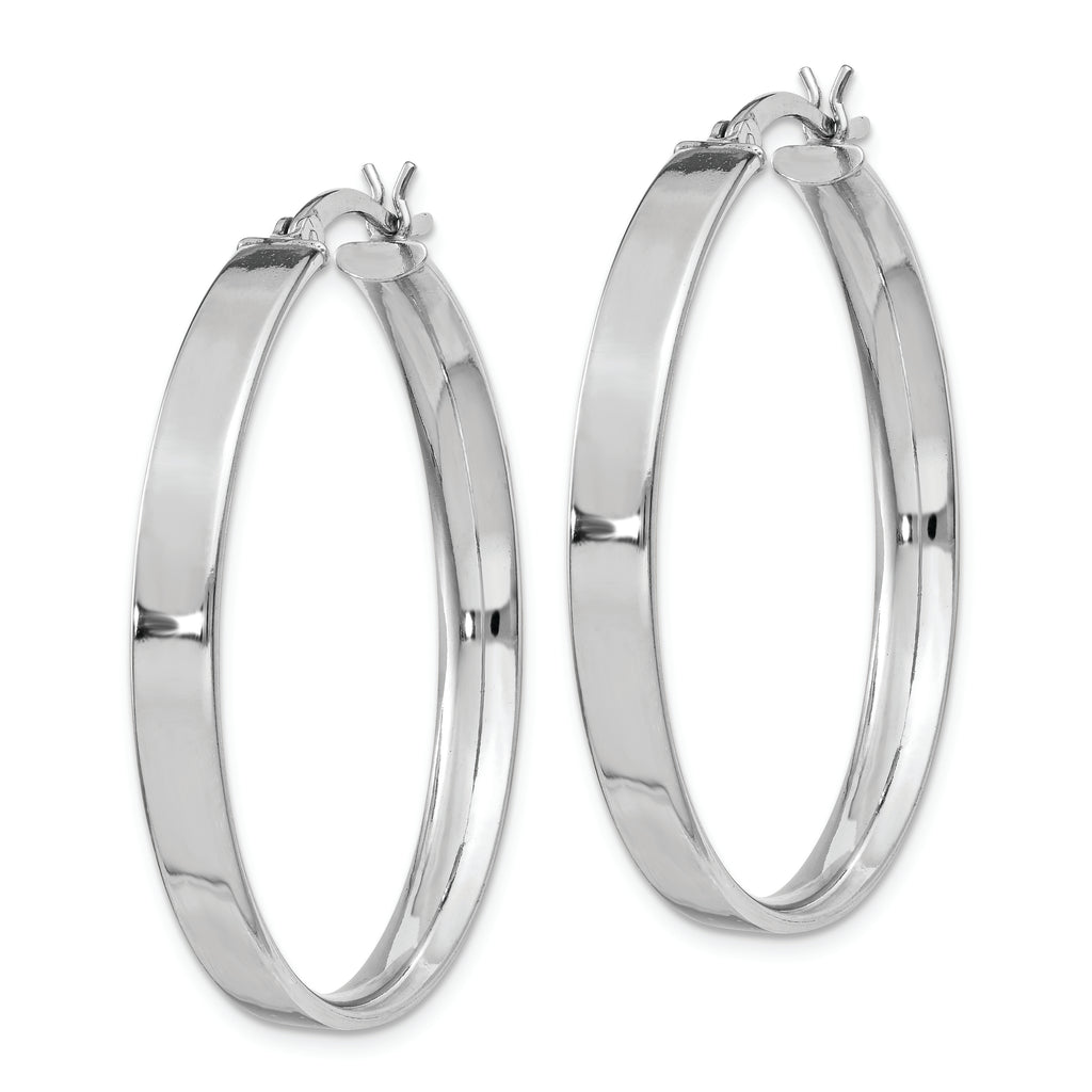 Sterling Silver Rhodium Plated 4.25x35 Hoop Earrings