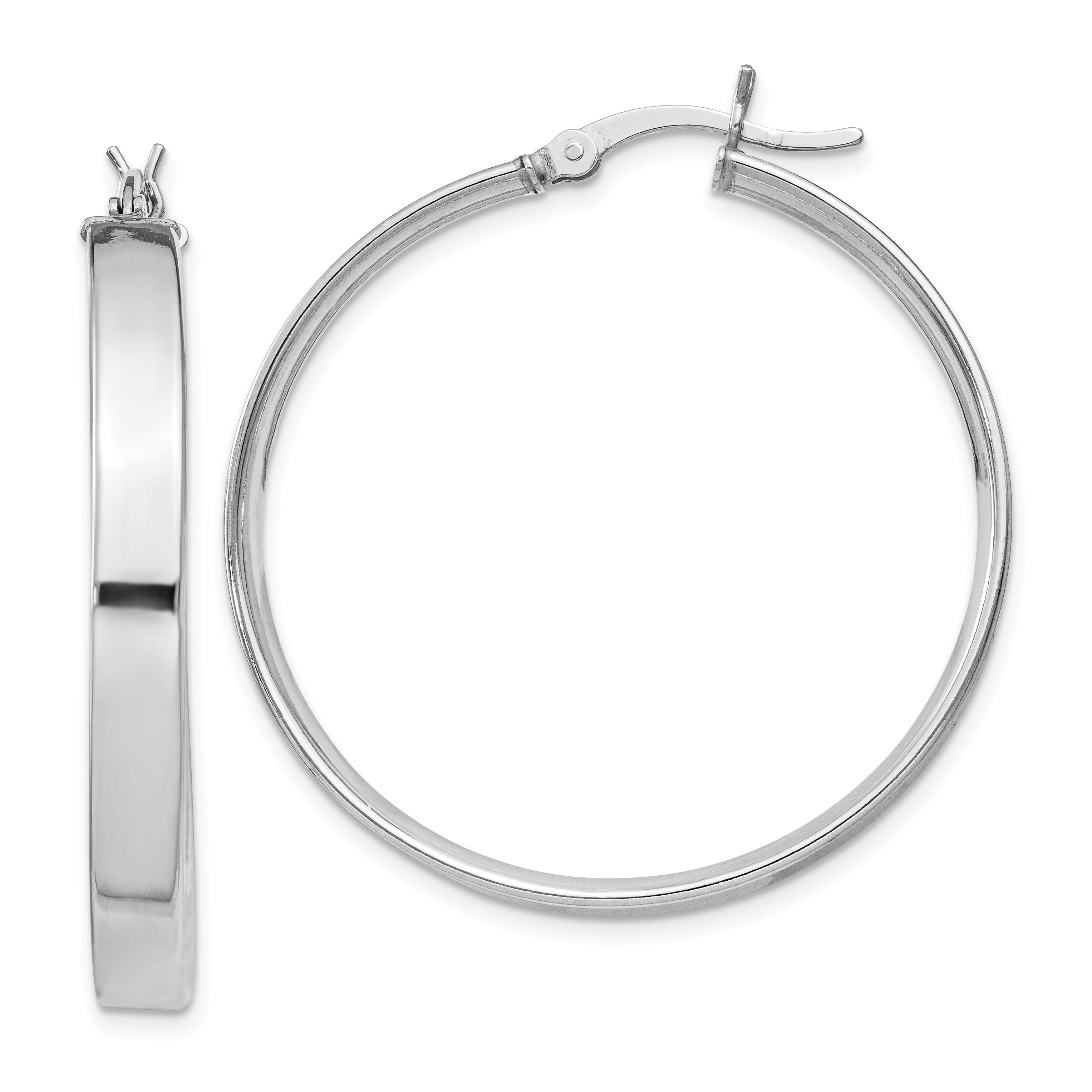 Sterling Silver Rhodium Plated 4.25x35 Hoop Earrings Main image