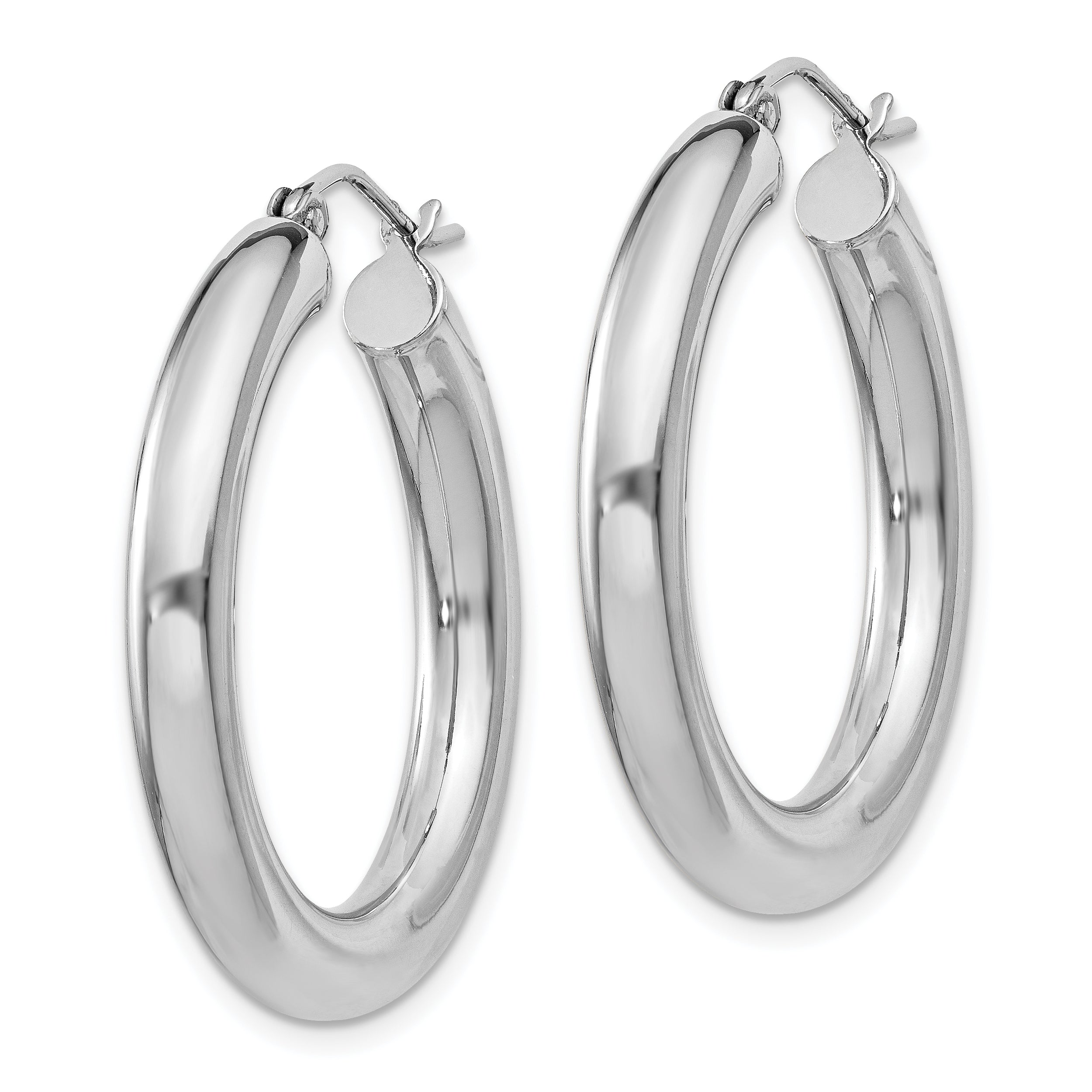 Sterling Silver Rhodium-plated 4mm Round Hoop Earrings Secondary image