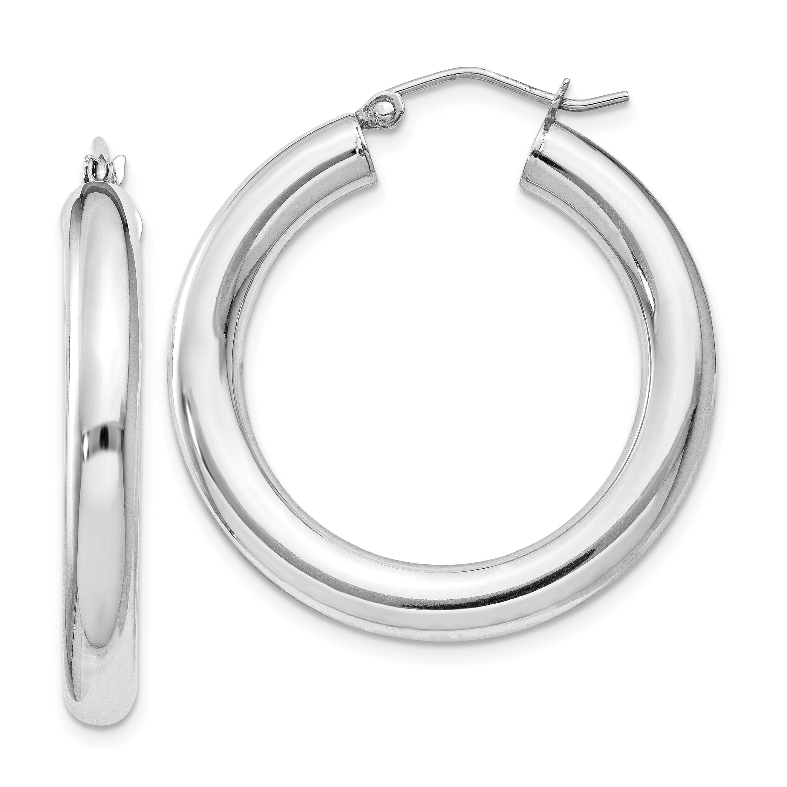 Sterling Silver Rhodium-plated 4mm Round Hoop Earrings Main image