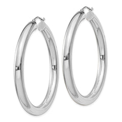 Sterling Silver Rhodium-plated 5mm Round Hoop Earrings