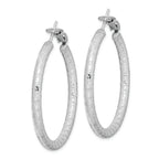 Sterling Silver Rhod-plated 3.25x40mm Omega Back Hoop Earrings