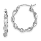 Sterling Silver Rhodium-plated Polish and Satin 2.5mm Twist Hoop Earrings