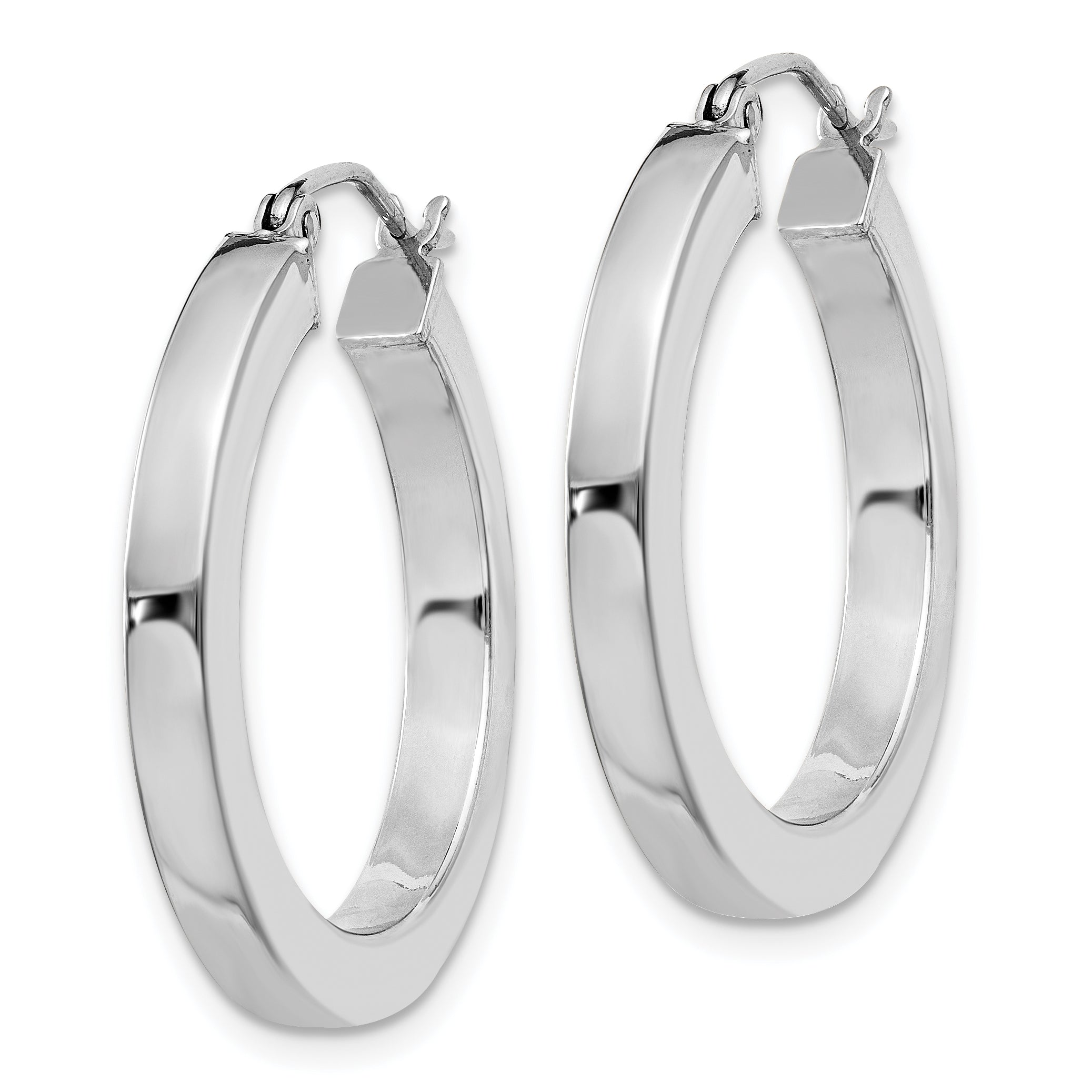 Sterling Silver Rhodium-plated 3x25mm Square Tube Hoop Earrings Secondary image