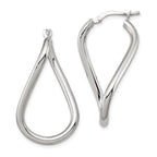 Sterling Silver Rhodium-plated Polished Twisted Oval Hoop Earrings