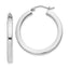Sterling Silver Rhodium-plated 3x30mm Square Tube Hoop Earrings