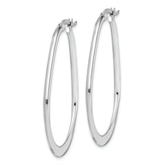 Sterling Silver Rhodium Plated Polished Hoop Earrings