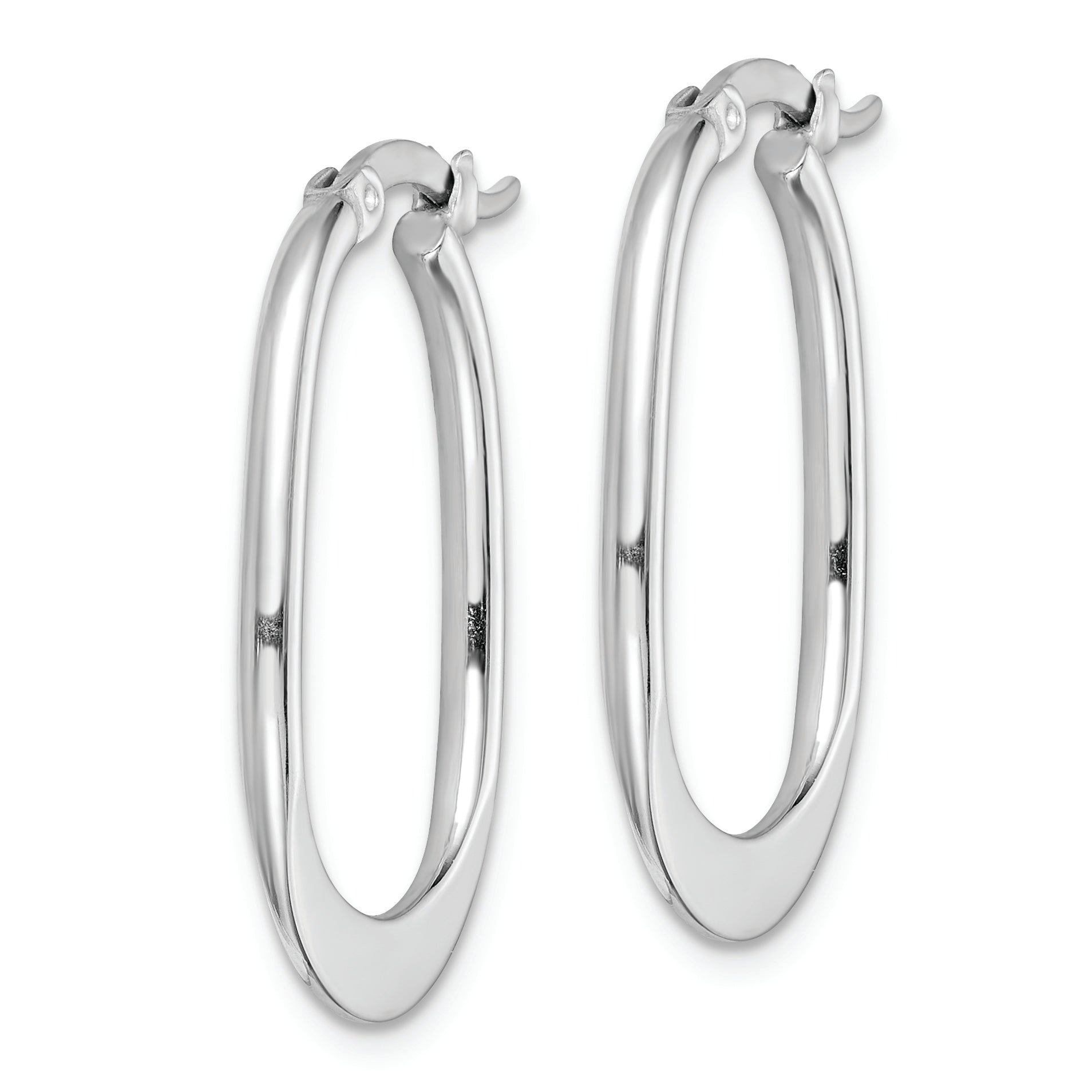 Sterling Silver Rhodium-plated Polished Squared Oval Hoop Earrings Secondary image