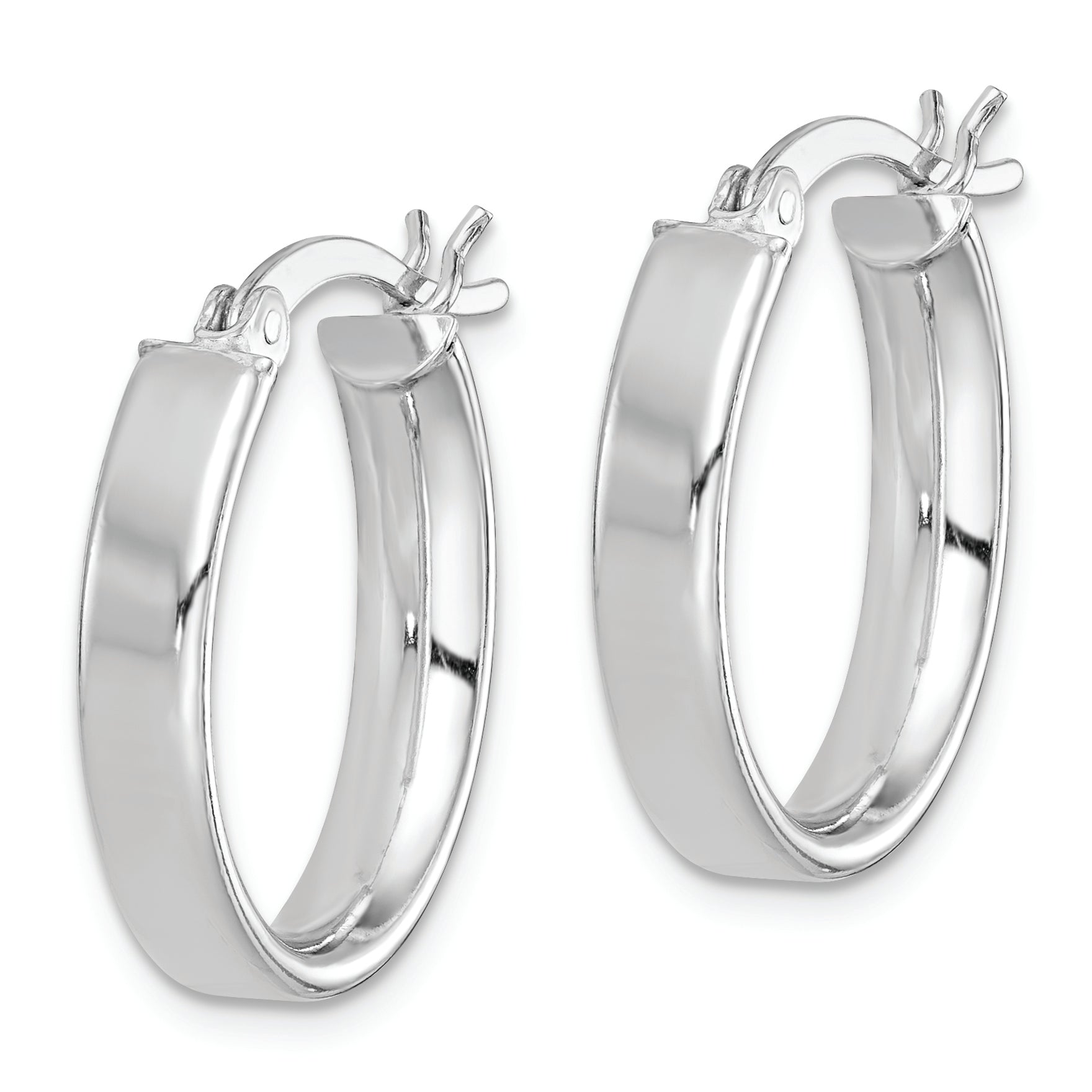 Sterling Silver Rhodium-plated Polished 5mm Oval Hoop Earrings Secondary image