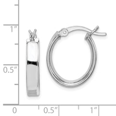 Sterling Silver Rhodium-plated Polished 5mm Oval Hoop Earrings