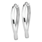 Sterling Silver RH-plated Polished/Satin Twisted Oval Hoop Earrings