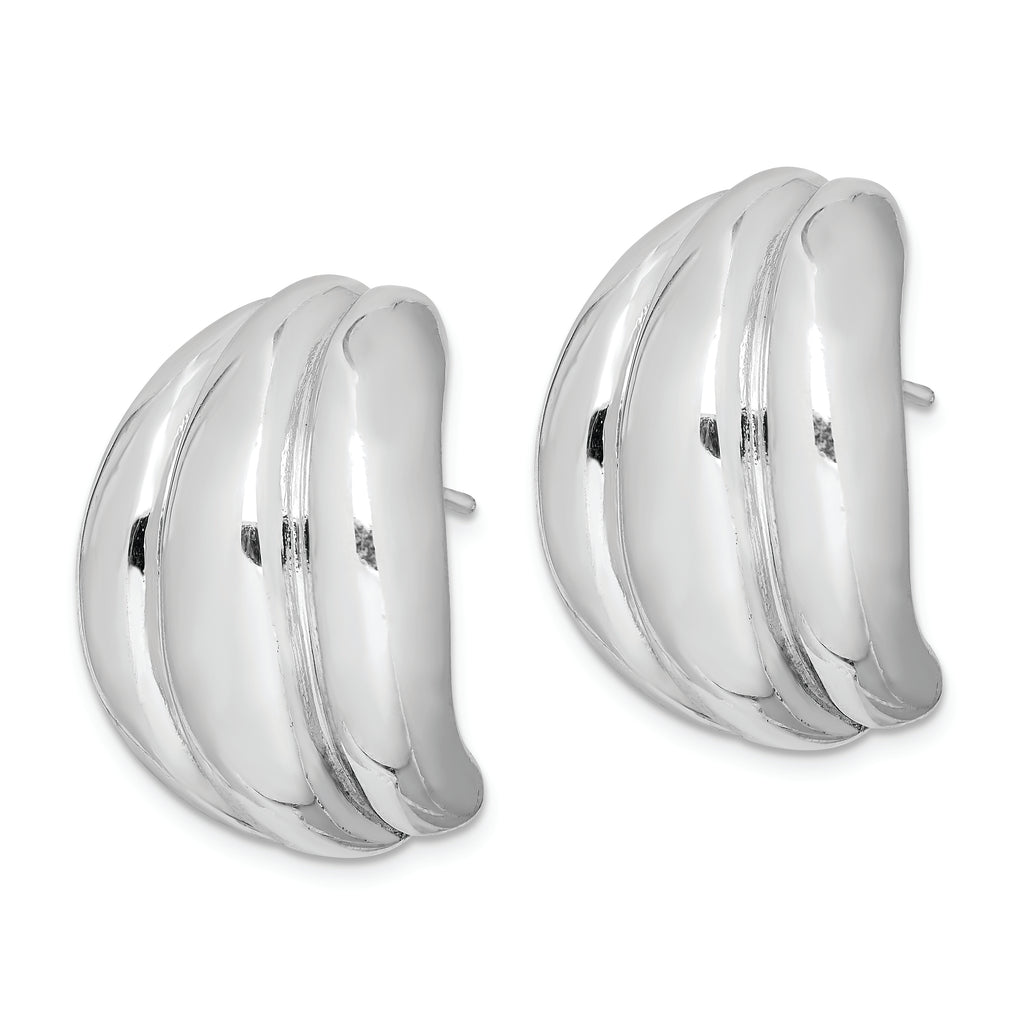 Sterling Silver Polished Rhodium Plated Hollow Post Earrings