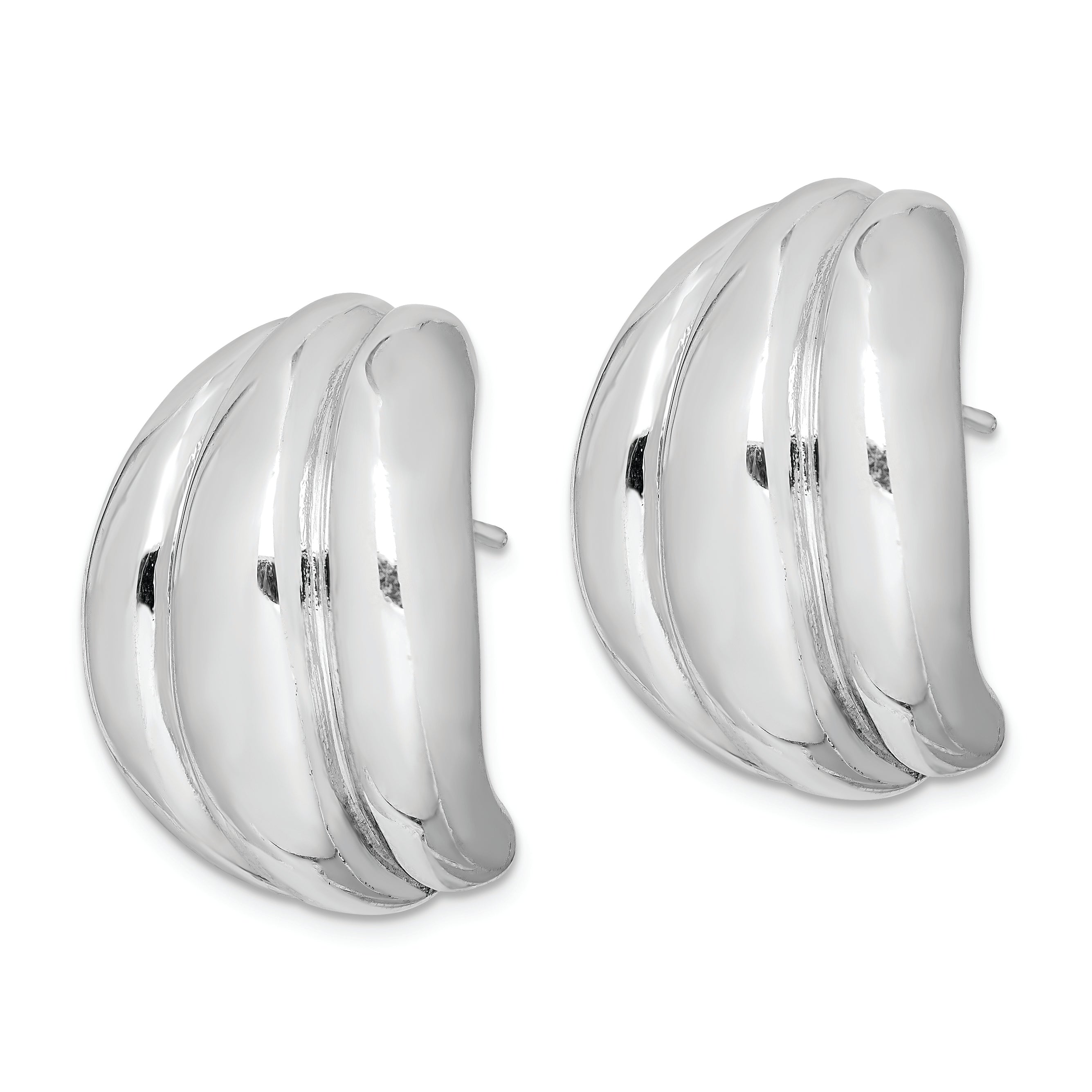 Sterling Silver Polished Rhodium Plated Hollow Post Earrings