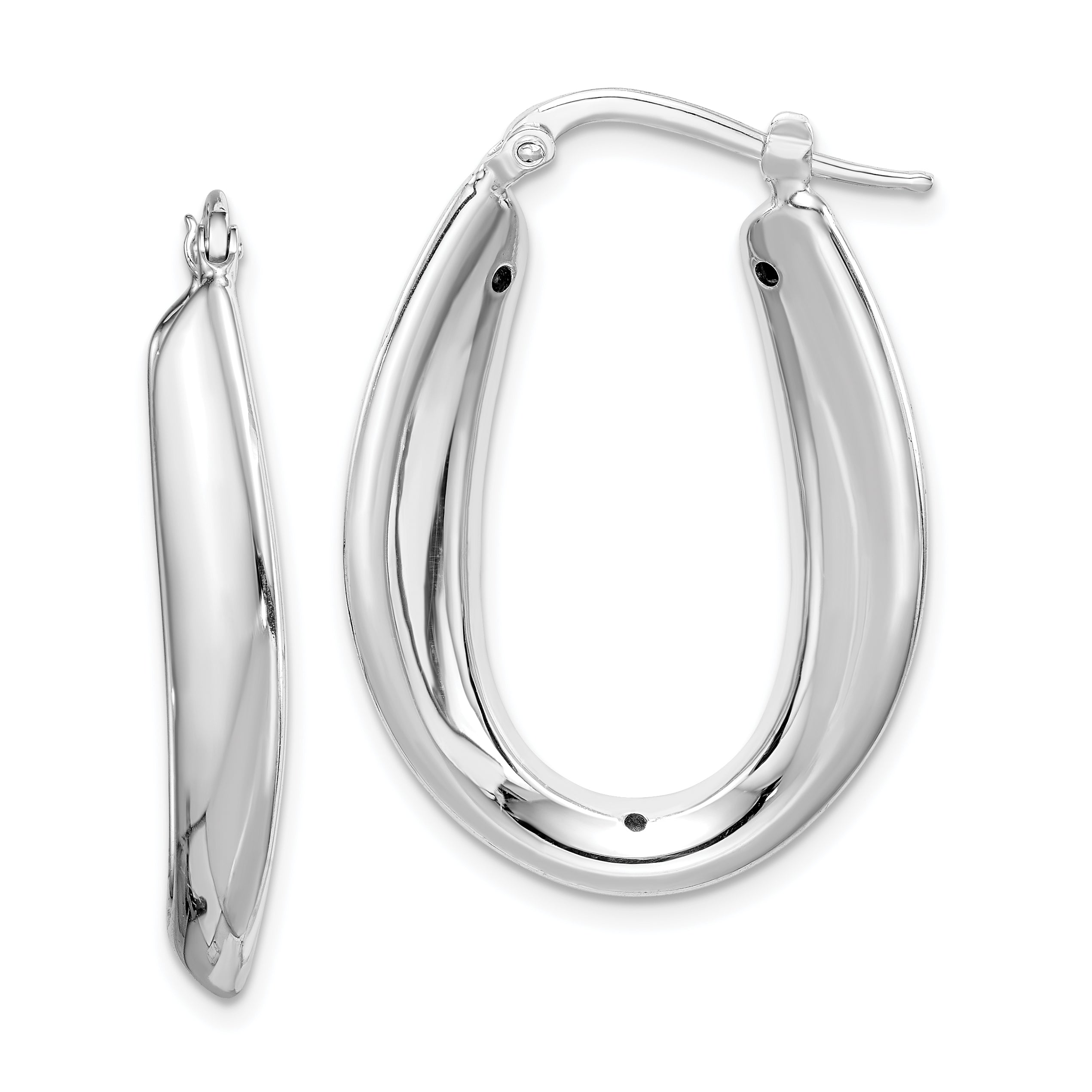 Sterling Silver Rhod-plated Polished Hollow 6mm Oval Hoop Earrings Main image