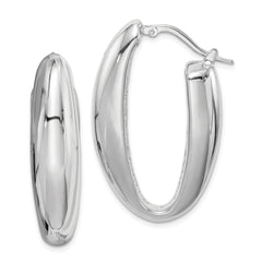 Sterling Silver Rhod-plated Polished Hollow 11mm Oval Hoop Earrings