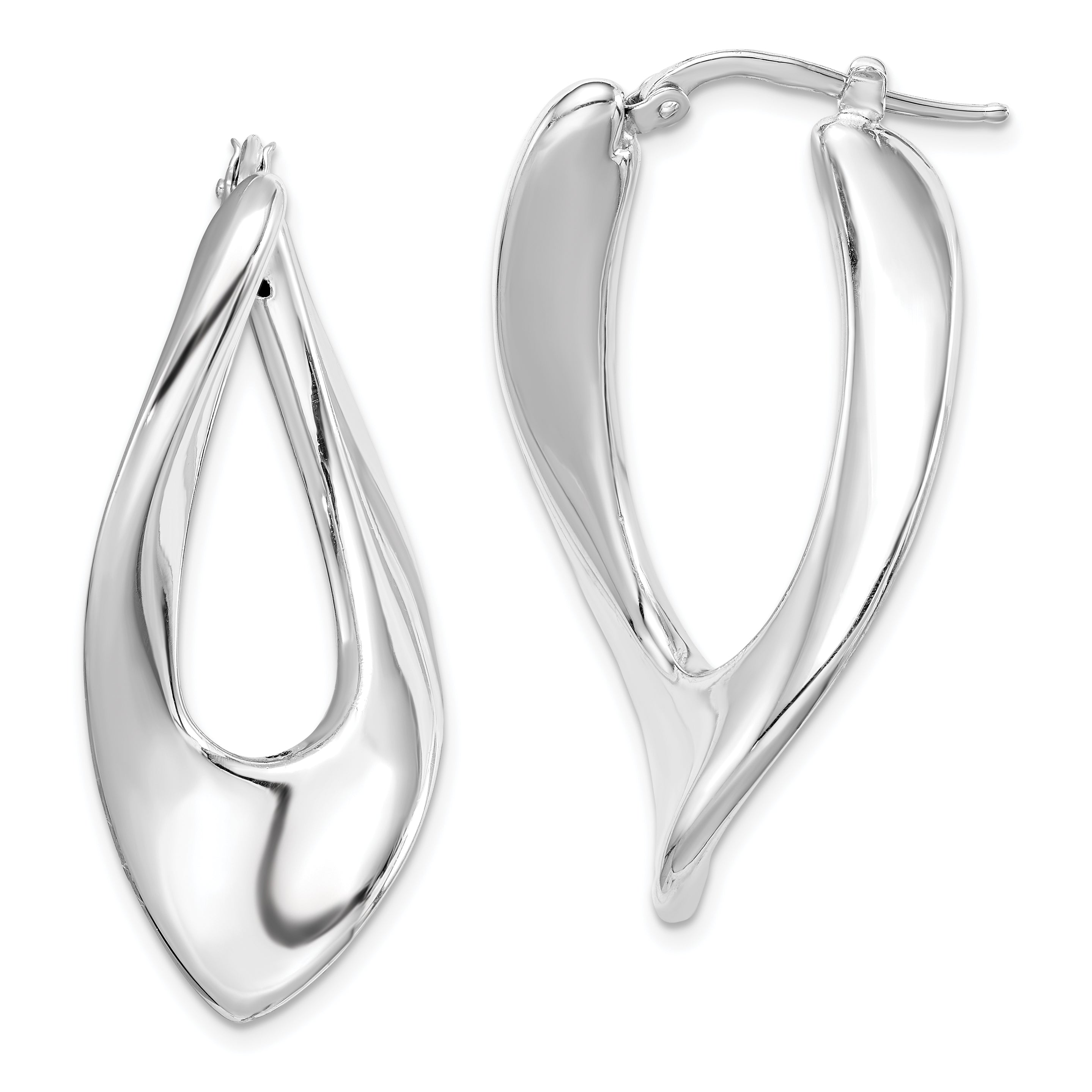 Sterling Silver RH-plated Polished Hollow Twisted Oval Hoop Earrings Main image