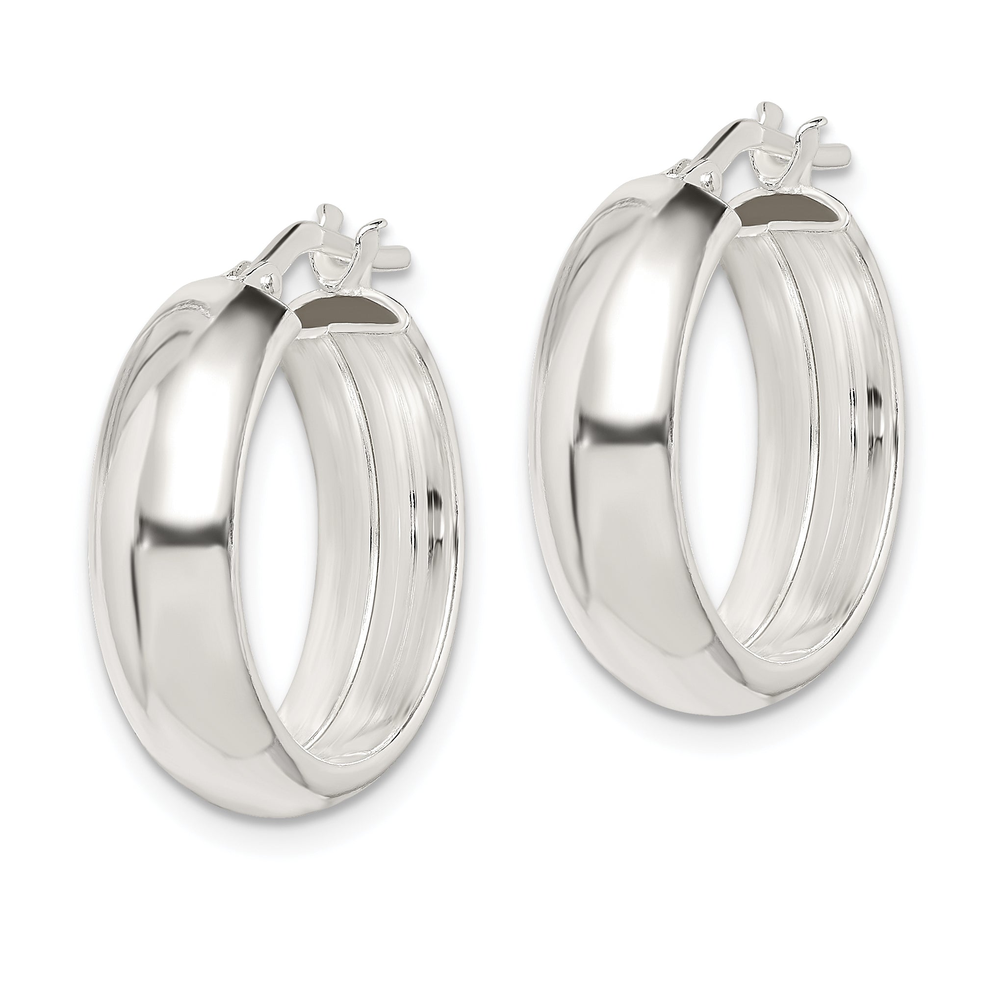 Sterling Silver Polished 6mm Round Hoop Earrings Secondary image