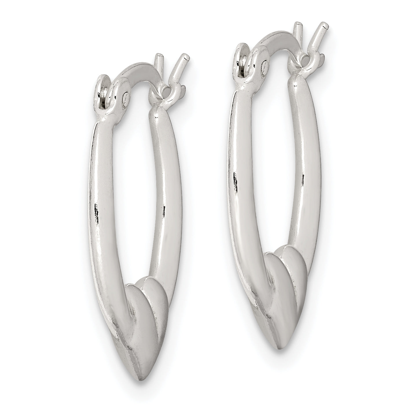 Sterling Silver Polished Heart Oval Hoop Earrings Secondary image