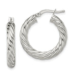 Sterling Silver Rhodium-plated Polished Twisted 4mm Hoop Earrings