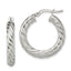Sterling Silver Rhodium-plated Polished Twisted 4mm Hoop Earrings