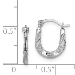Sterling Silver Rhodium-plated Diamond-cut Hoop Earrings