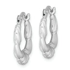Sterling Silver Rhodium Plated Hollow Scalloped Hoop Earrings