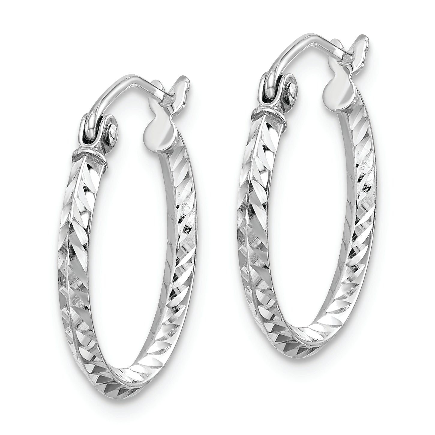 Sterling Silver Rhodium Plated Diamond Cut Hoop Earrings Secondary image