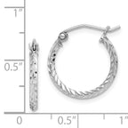 Sterling Silver Rhodium Plated Diamond Cut Hoop Earrings