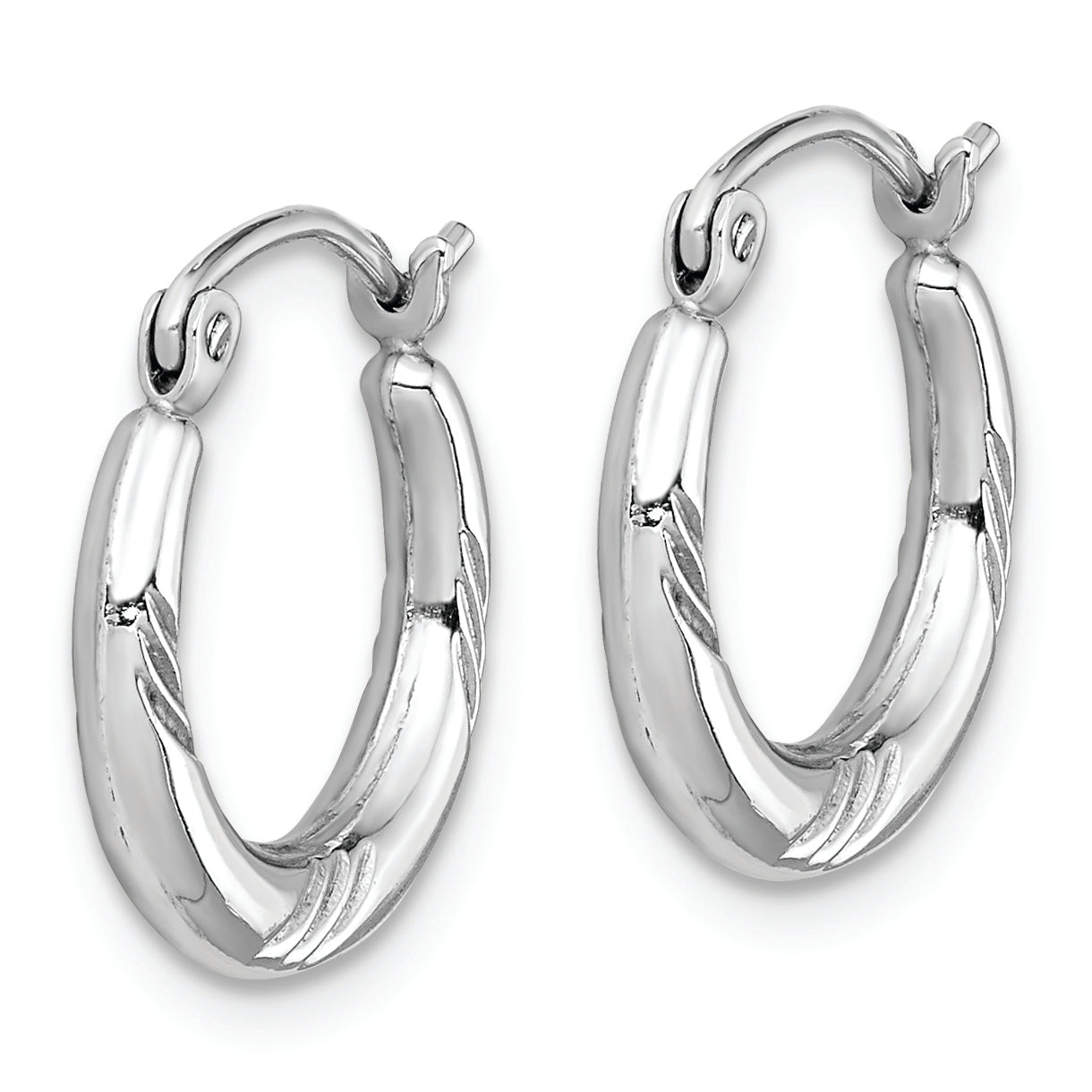 Sterling Silver Rhodium Plated Hoop Earrings Secondary image
