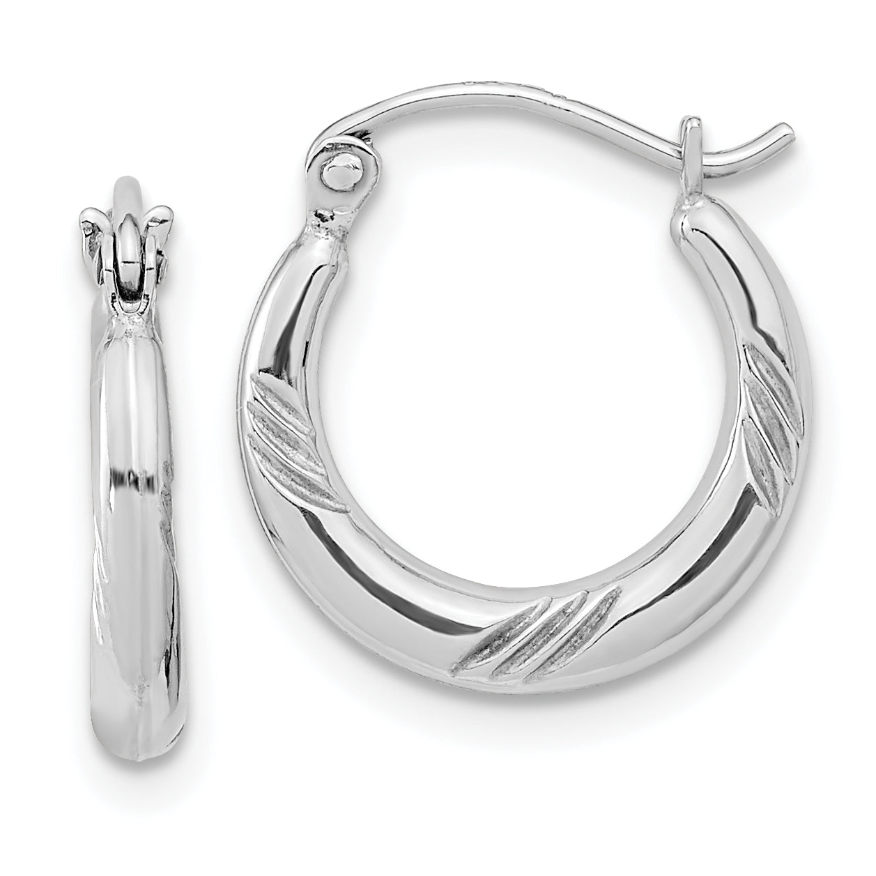 Sterling Silver Rhodium Plated Hoop Earrings Main image