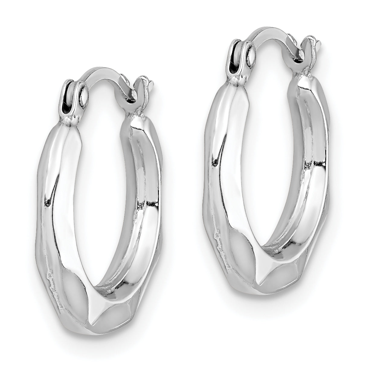 Sterling Silver Rhodium Plated Hollow Hoop Earrings Secondary image