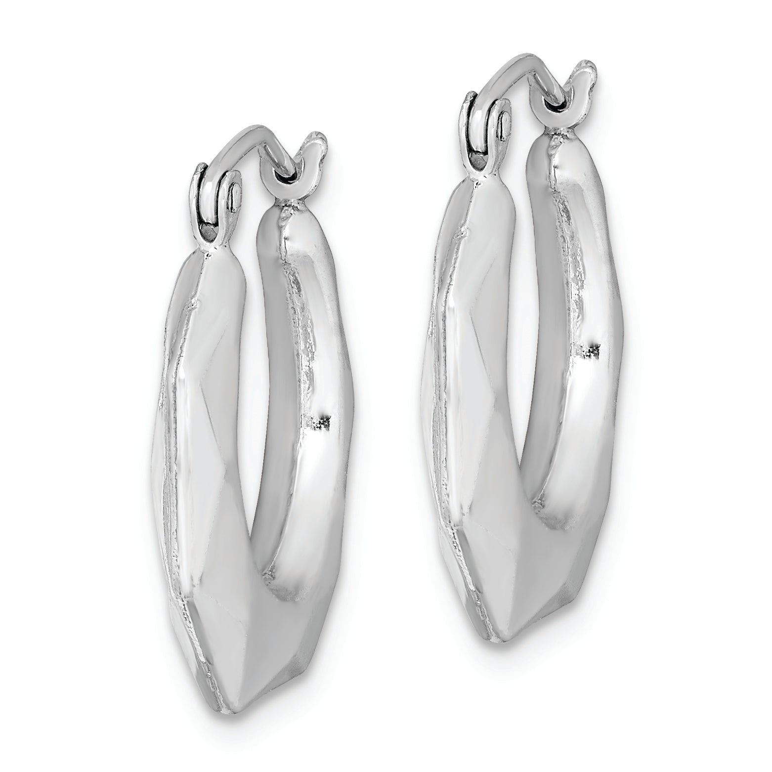 Sterling Silver Rhodium-plated Polished Hollow Hoop Earrings Secondary image
