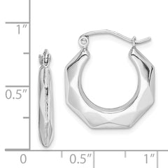 Sterling Silver Rhodium-plated Polished Hollow Hoop Earrings