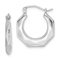 Sterling Silver Rhodium-plated Polished Hollow Hoop Earrings