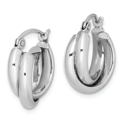 Sterling Silver Rhodium Plated Double Hoop Earrings