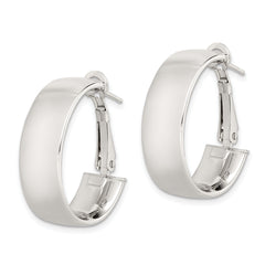 Sterling Silver Rhod-pltd Polish 10mm Omega Back Oval Hoop Earrings