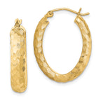 Sterling Silver Gold-plated Textured 5mm Oval Hoop Earrings