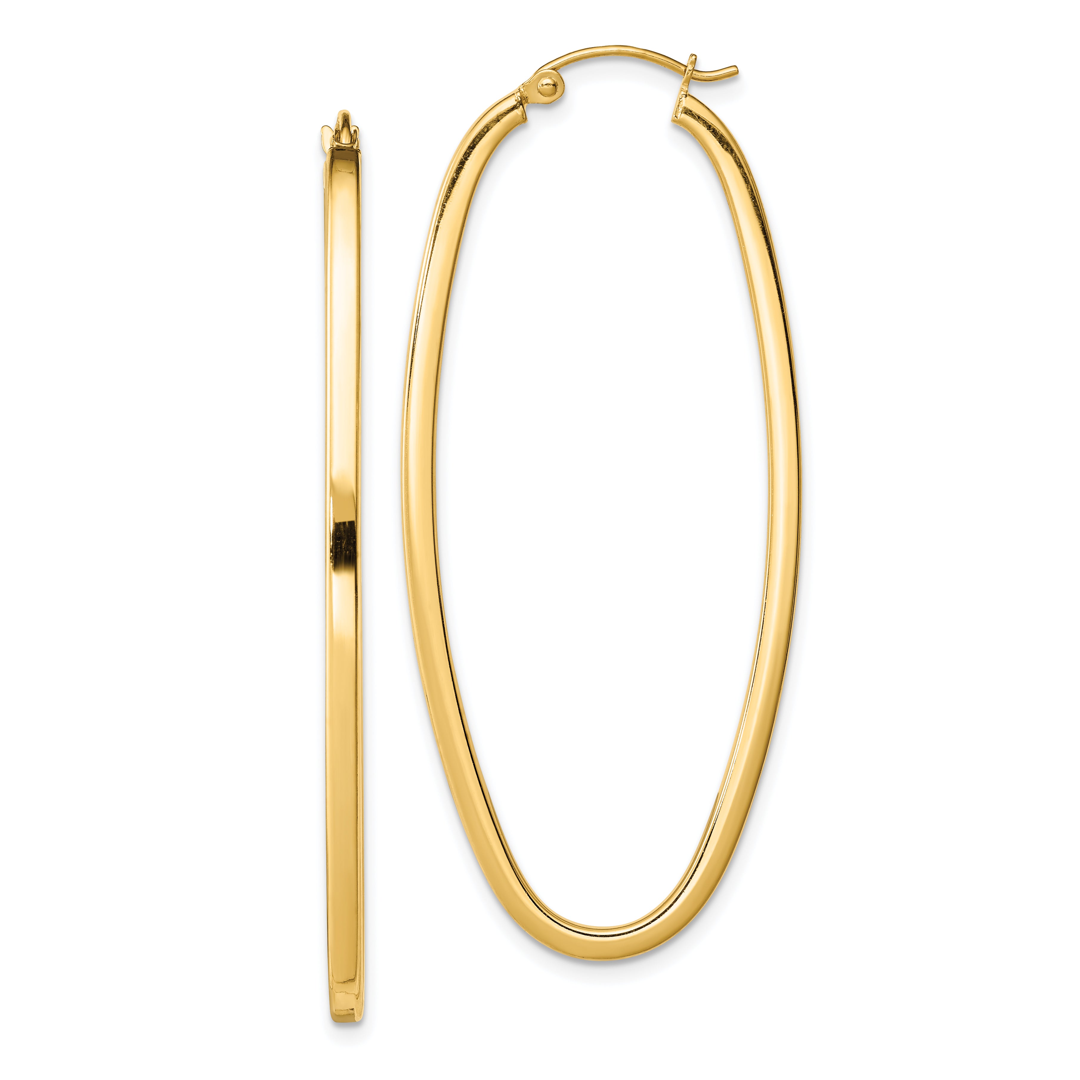 Sterling Silver Gold-plated Square Tube 2.5mm Oval Hoop Earrings Main image