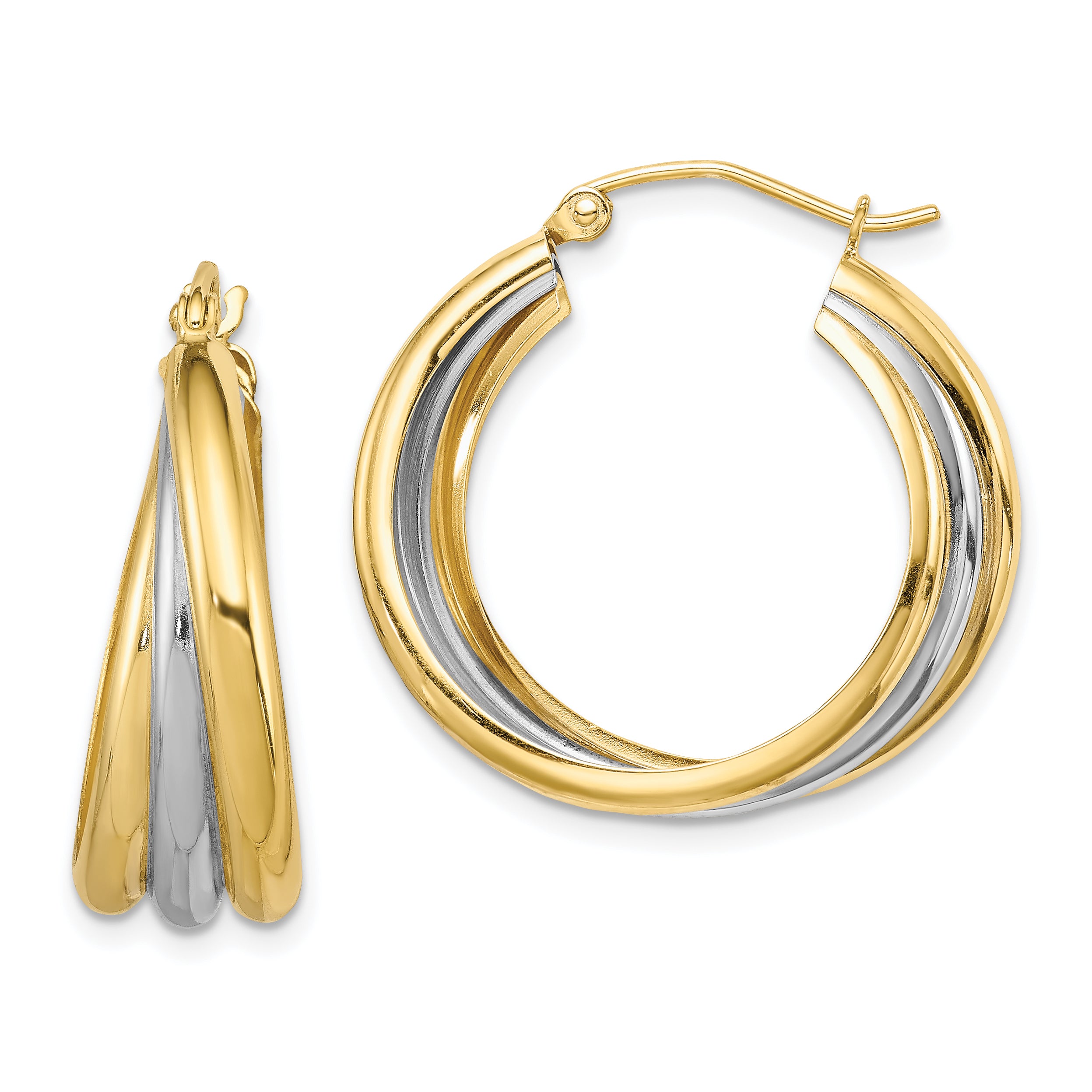 Sterling Silver Rhodium-plated Vermeil Triple Hoop Earrings Main image