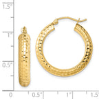 Sterling Silver Gold-plated Diamond-cut 5x25mm Hoop Earrings