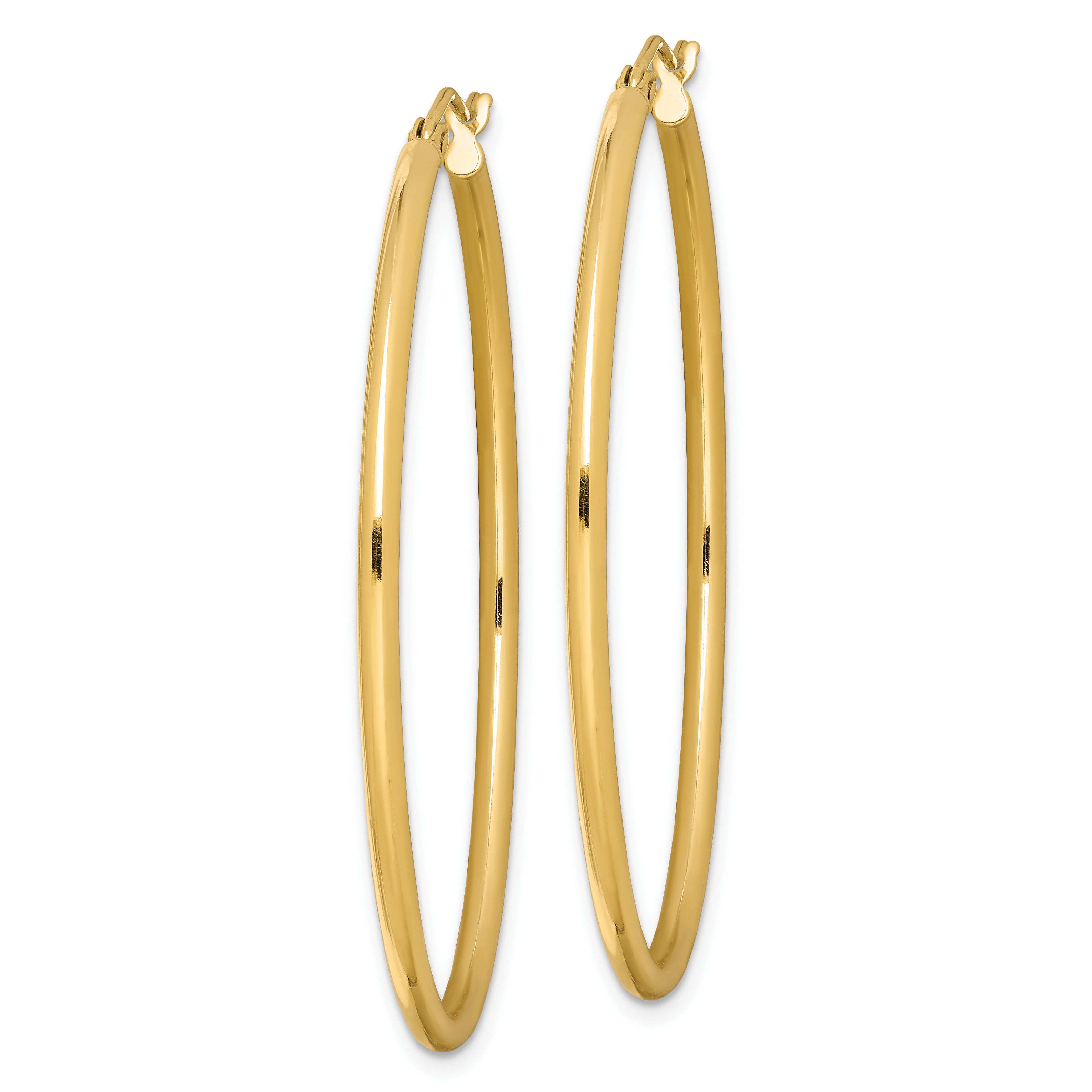 Sterling Silver Gold-plated Oval 2mm Hollow Hoop Earrings Secondary image