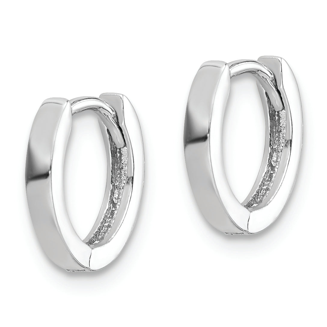 Sterling Silver Rhodium Polished Hinged Hoop Earrings Secondary image